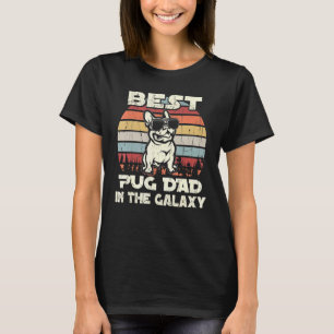 Mens Best Pug Dad In The Galaxy Vintage Retro T-Shirt