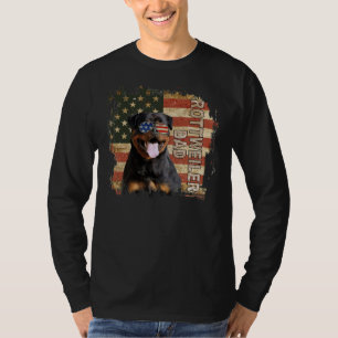 Mens Best Rottweiler Dad Ever American Flag 4th Of T-Shirt
