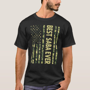 Mens Best Saba Ever Us American Flag  Grandpa Fath T-Shirt