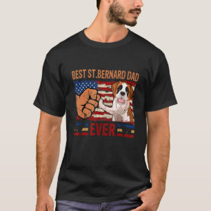 Mens Best Saint Bernard Dad Ever American Flag  Do T-Shirt