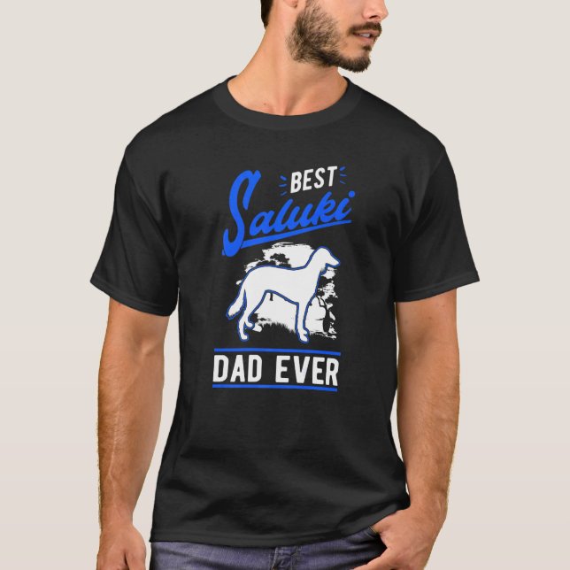 Mens Best Saluki Dad Ever Long haired Greyhound Da T-Shirt (Front)