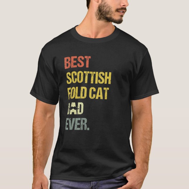 Mens Best Scottish Fold Cat Dad   T-Shirt (Front)