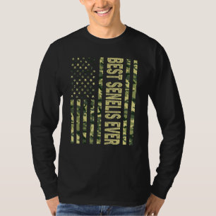 Mens Best Senelis Ever Us American Flag Grandpa T-Shirt