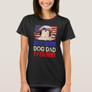 Mens Best Shih Tzu Dad Ever American Flag Patrioti T-Shirt