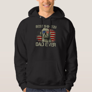 Mens Best Shih Tzu Dad Ever Dog American Flag Hoodie