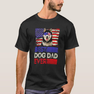 Mens Best Siberian Husky Dad Ever American Flag Pa T-Shirt