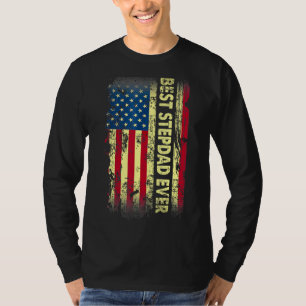 Mens Best Stepdad Ever Fathers Day Us American Fl T-Shirt