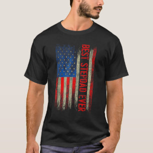 Mens Best Stepdad Ever  Fathers Day Us American Fl T-Shirt