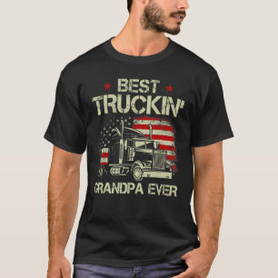 Mens Best Truckin Grandpa Ever American Flag Big R T-Shirt