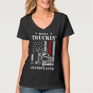 Mens Best Truckin Grandpa Ever Flag Fathers Day T-Shirt