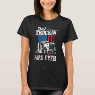 Mens Best Truckin' Papa Ever Usa Flag Trucker Driv T-Shirt