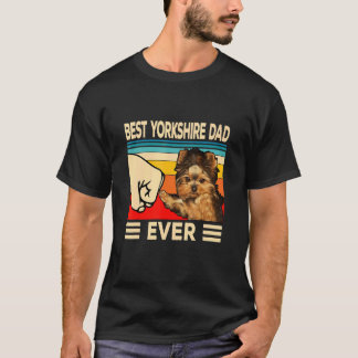 Mens Best Yorkie Dad Ever Retro Yorkshire Terrier  T-Shirt
