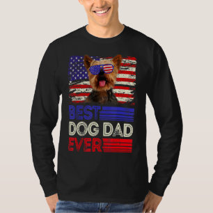 Mens Best Yorkshire Terrier Dad Ever American Flag T-Shirt