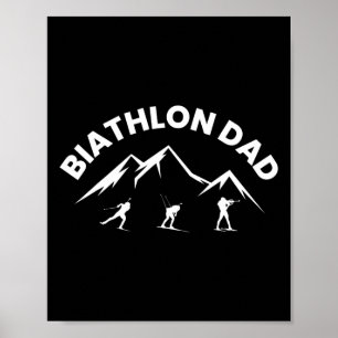 Mens Biathlon Dad Skiing Shooting Biathlete  Poster