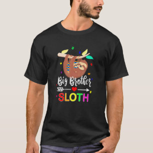 Mens Big Brother Lazy Sloth Puzzle Autism Awarenes T-Shirt