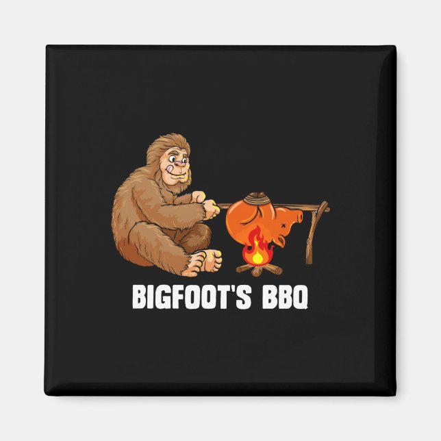 Mens bigfoot bbq sasquatch barbecue chef magnet (Front)