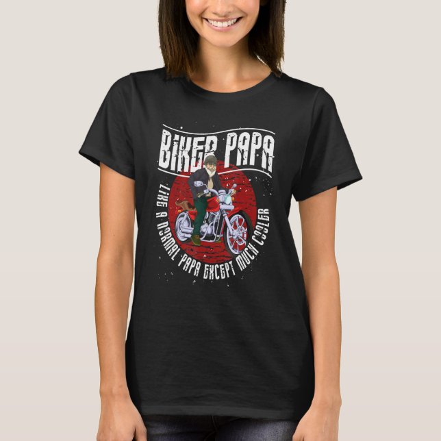 Mens Biker Papa Biking Motorcycle Dad Fathers Day  T-Shirt (Front)