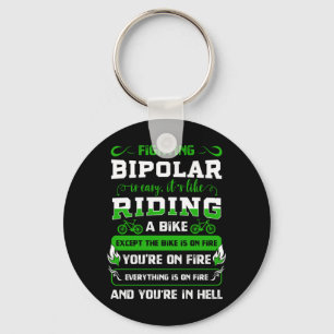 Mens Bipolar Fighter Mania Mental Disorder Anxiety Key Ring