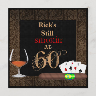MENS Birthday Cigars,Poker and BRANDY INVITATIONS