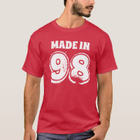 Mens Birthday Made in 98 Distressed Text Burgundy