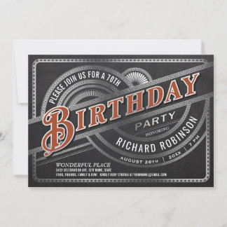Men's Birthday Party Invitations - Retro Vintage