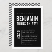 MEN'S BIRTHDAY PARTY modern typography black white