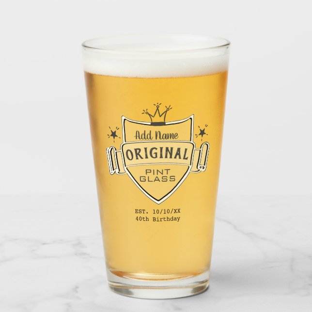 Men's BIRTHDAY Personalised (ADD NAME) PINT GLASS (Front Filled)