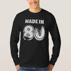 Mens Birthday Year Made in 80 Retro Text T-Shirt