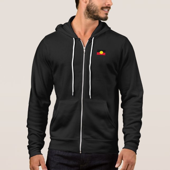 mens black Aboriginal flag hoodie (Front)