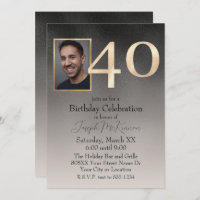 Men's Black and Beige 40th Birthday