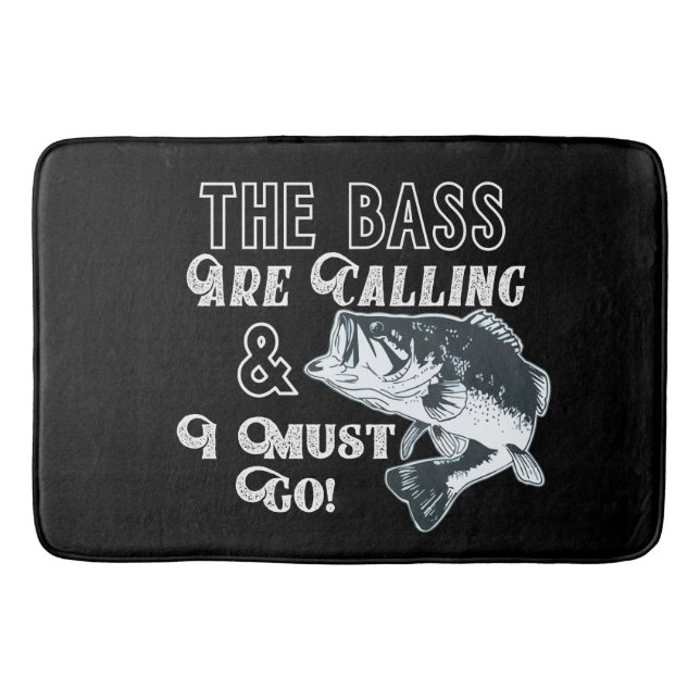 Men's Black Bass Fishing Quote Bathmat (Front)