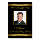 Mens Black Gold Birthday Party Welcome Sign