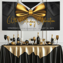 Mens Black Gold Tuxedo Birthday Party