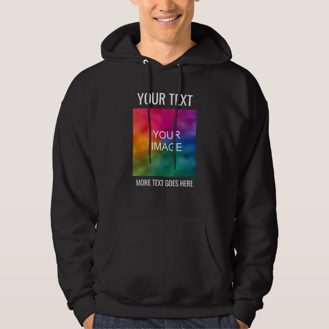 Mens Black Hoodie Image Logo Text Here Template (Front)