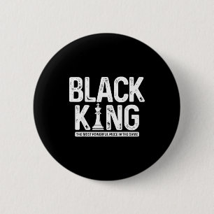 Mens black king chess history month juneteenth 6 cm round badge