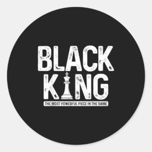 Mens black king chess history month juneteenth classic round sticker