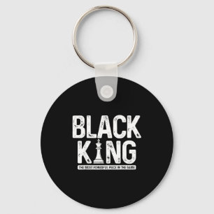 Mens black king chess history month juneteenth key ring
