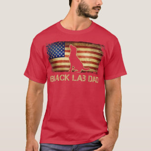 Mens Black Lab Dad Vintage American Flag Patriotic T-Shirt