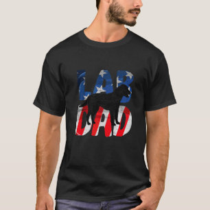Mens Black Labrador Dad Usa American Flag Yellow L T-Shirt