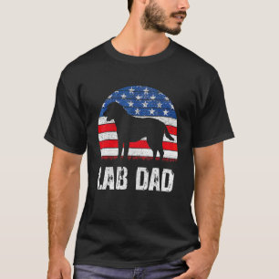 Mens Black Labrador Dad Usa American Flag Yellow L T-Shirt