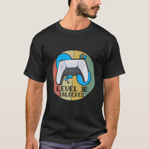 Men's Black Level30 Unlocked Funny Video Gamer 30T T-Shirt