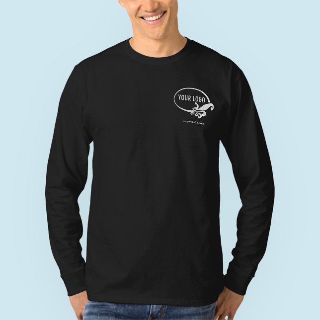 Men's Black Long Sleeve Shirt Custom Company Logo (MISOOK Black Long Sleeve Shirt with Logo)