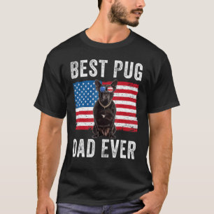 Mens Black Pug Dad Usa American Flag Dog Owner Chr T-Shirt