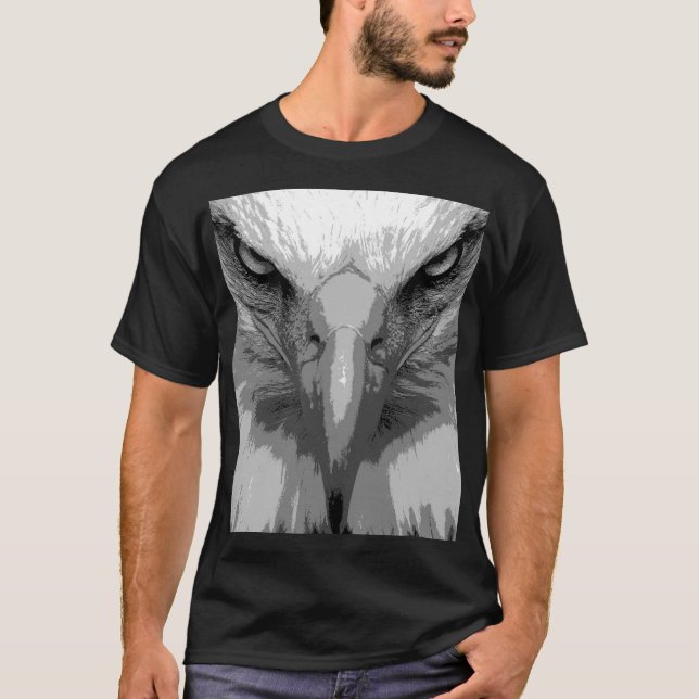 Mens Black Tee Shirts Animal Eagle Face Template (Front)
