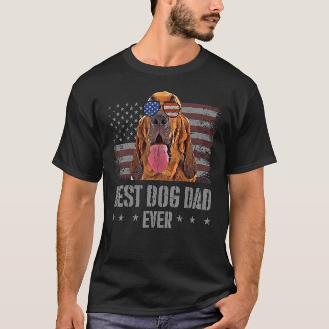 Mens Bloodhound Best Dog Dad Ever Retro USA Americ T-Shirt (Front)