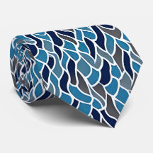 Men's Blue and Grey Pattern Neck Tie