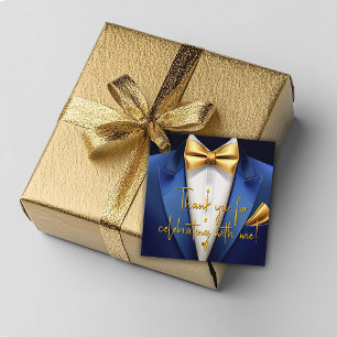 Mens Blue Gold Birthday Party Favour Tags
