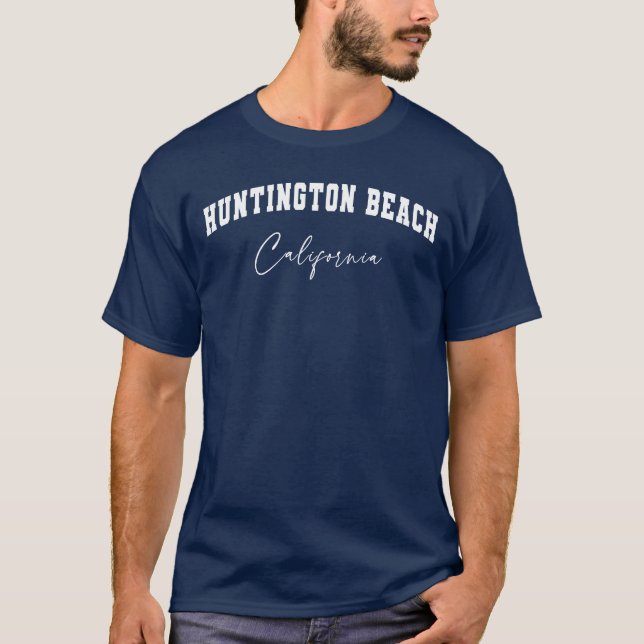 Men's Blue Huntington Beach, California T-Shirt (Front)