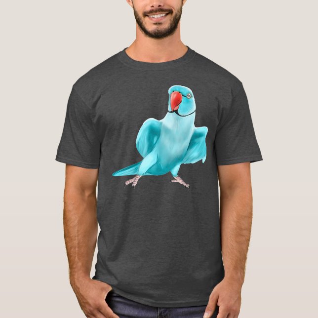Mens Blue Indian Ringneck Parrot bird Premium T-Shirt (Front)