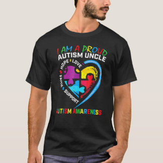 Mens Blue Proud Uncle Autism Awareness Puzzle Piec T-Shirt
